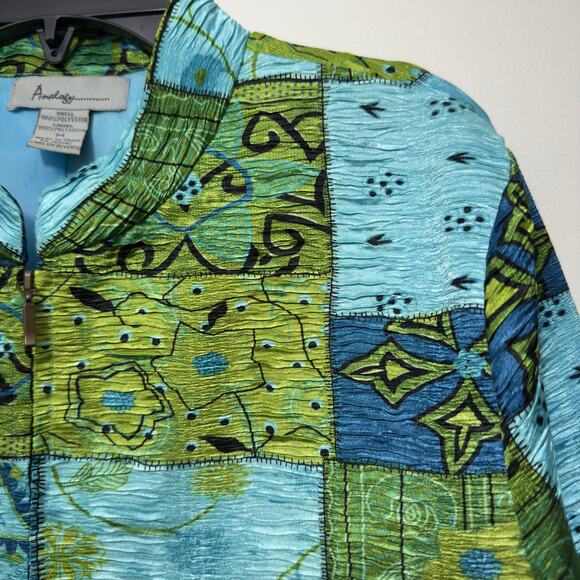 ANALOGY Vintage Bright Patchwork Full ZIp Jacket   Size M Medium - Picture 3 of 5